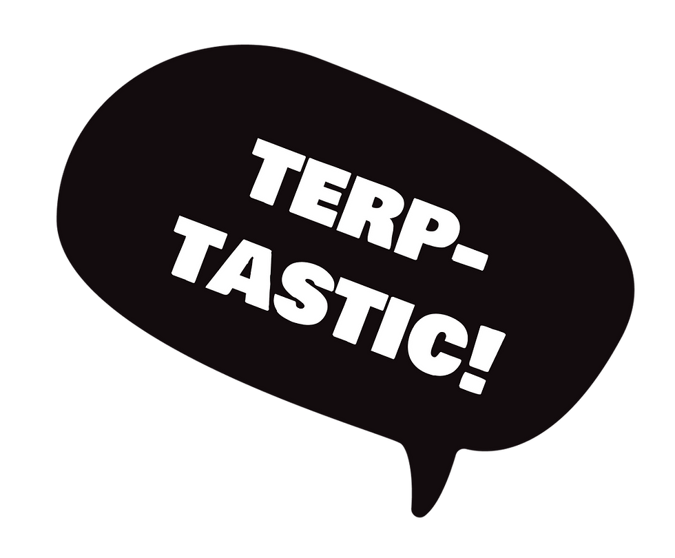 A speech bubble saying: "Terp-tastic!"